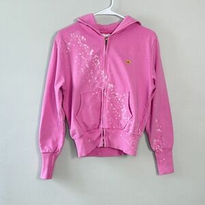 Primp Y2K Vintage Pink Hoodie Ice Cream‎ Splatter Rollerskate Size M McBling